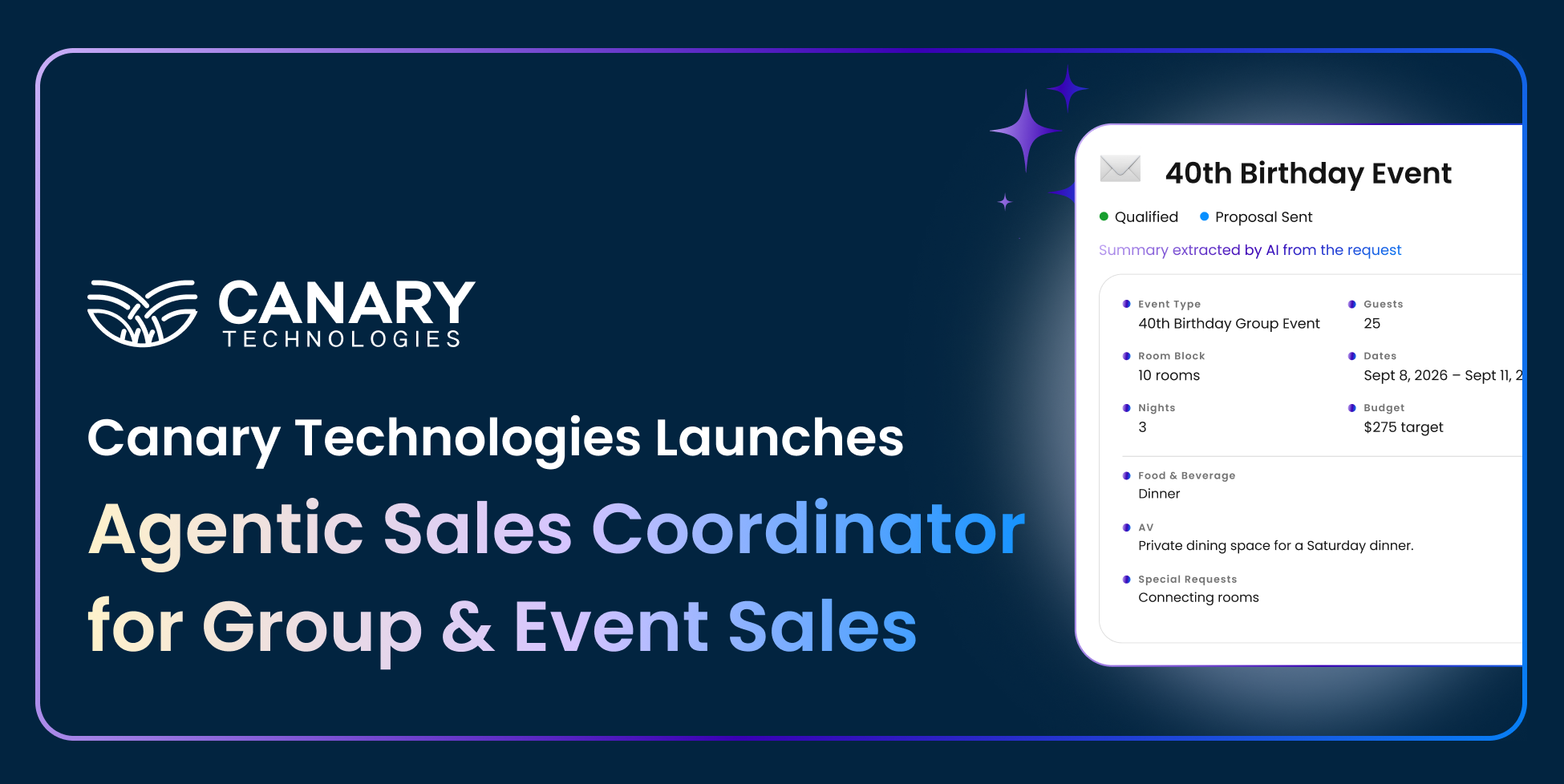 Canary Technologies推出面向酒店团体及活动销售的智能销售协调员